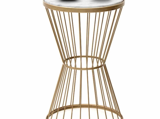 Τραπεζάκι Σαλονιού Βοηθητικό Hoffman Marble 0127713 35x35x58cm Gold-White