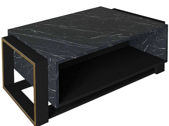 Τραπέζι Σαλονιού Serina 0212850 107x60x40cm Marble Black-Gold