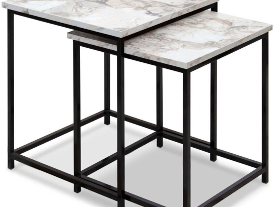 Ζιγκόν Florence (Σετ 2Τμχ) 0224275 46x46x50cm Marble Effect Beige