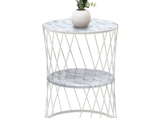 Tραπεζάκι Βοηθητικό Jaspin 0208961 32x32x44cm Marble Effect White