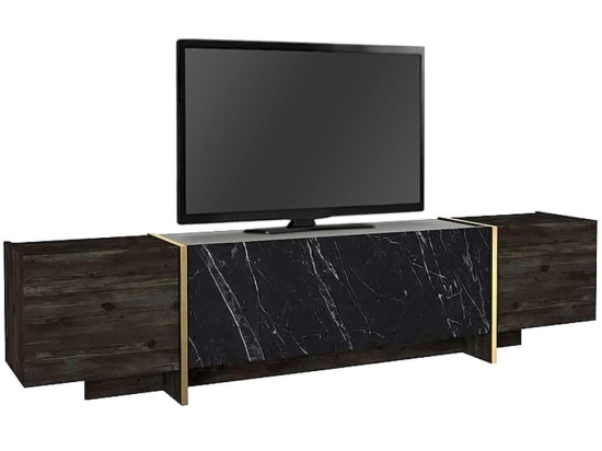 Έπιπλο Τηλεόρασης Veyron 0228144 180x32,3x45cm Marble Effect Black-Gold