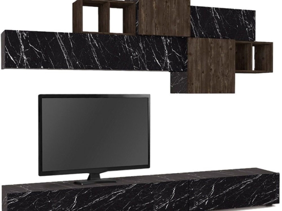 Σύνθεση Τηλεόρασης Tromen 0228204 260x40x33cm Marble Effect Black