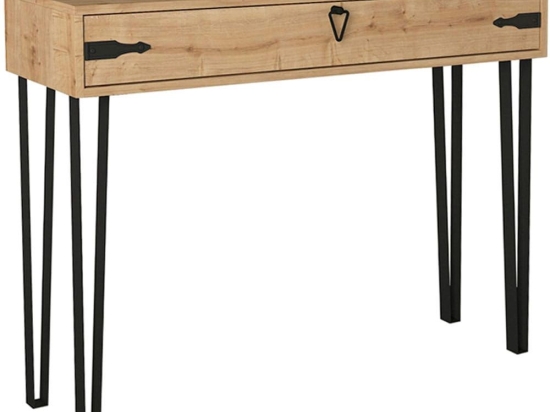 Κονσόλα Cenova 0228168 120x35x89,8cm Oak-Black Μελαμίνη,Μέταλλο