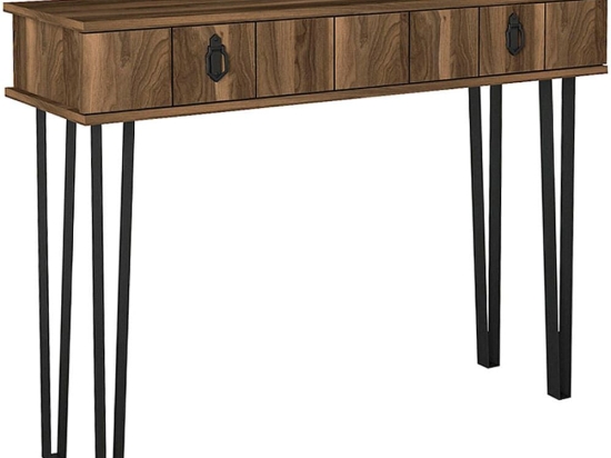 Κονσόλα Helsinki 0228169 120x35,5x90cm Walnut-Black Μελαμίνη,Μέταλλο