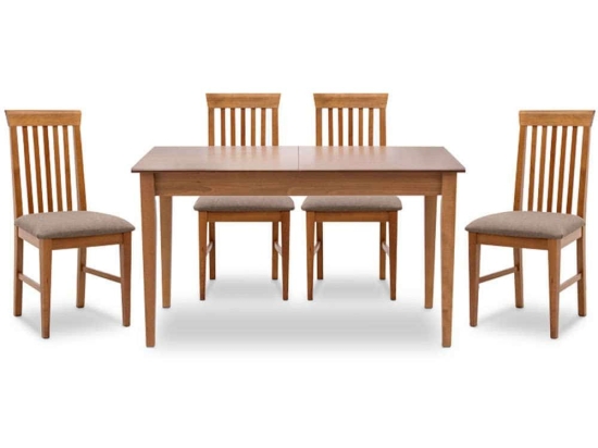 Τραπεζαρία Adare-Francis (Σετ 5Τμχ) 0228522 140/180x78x77cm Walnut 4 Θέσεων Mdf,Ξύλο