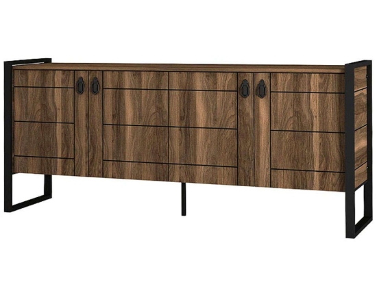 Μπουφές Ursula 0216035 180x40x77,6cm Walnut Μελαμίνη,Μέταλλο