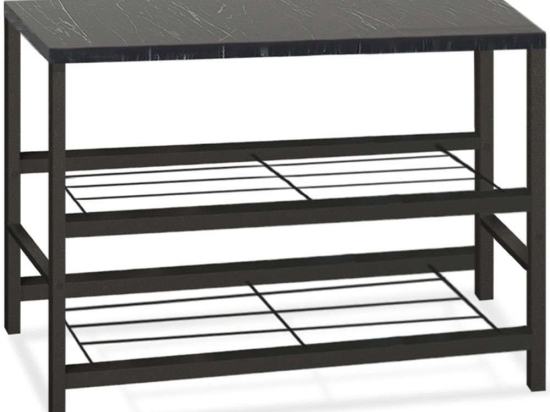 Παπουτσοθήκη Dalia 0226173 65x30x45cm Marble Effect Black Μελαμίνη,Μέταλλο