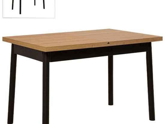 Τραπέζι Επεκτεινόμενο Jemmy 0234418 120/153x75x77cm Natural-Black Ξύλο,Μελαμίνη
