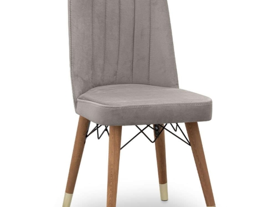 Καρέκλα Τραπεζαρίας Carla 0230217 45x46x90cm Multi-Beige Μέταλλο,Βελούδο,Ξύλο