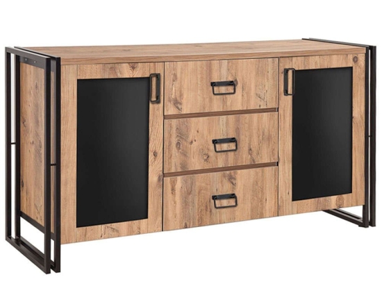 Μπουφές Atlas 0234407 160x45x80cm Pine-Black Μελαμίνη,Μέταλλο