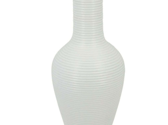Βάζο - Μπουκάλι Γραμμωτό 15-00-22510-35 Φ14x31cm White Marhome Κεραμικό