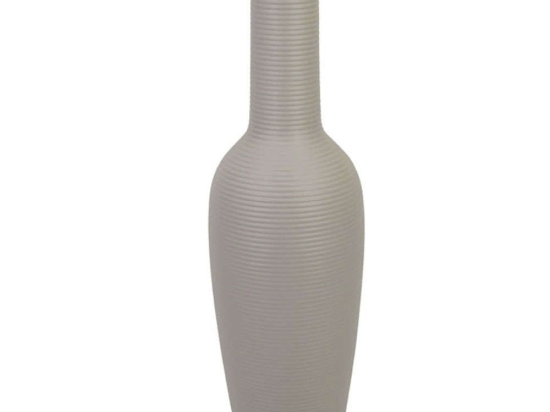 Βάζο - Μπουκάλι Γραμμωτό 15-00-22510-55 Φ15x58cm Light Grey Marhome Κεραμικό