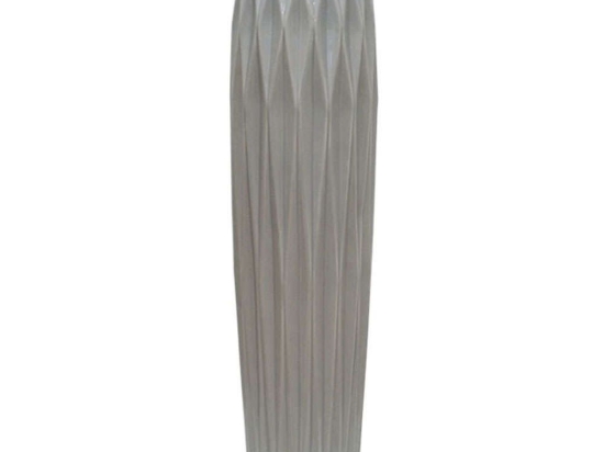Βάζο Ρόμβοι 15-00-19805-75 Φ20x76cm Light Grey Marhome Κεραμικό