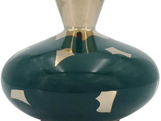 Βάζο 15-00-22914 Φ22x18cm Petrol-Gold Marhome Κεραμικό