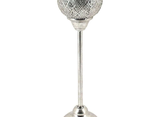 Κηροπήγιο Δισκοπότηρο Τρυπητό 15-00-22434 Φ12x42cm Silver Marhome Μέταλλο