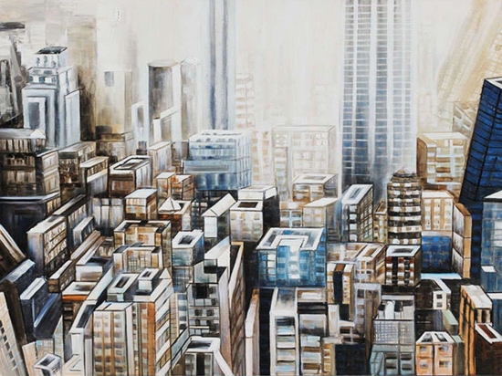 Πίνακας Καμβάς Ουρανοξύστες NY 15-00-20801 120x90x3,8cm Multi Marhome Οριζόντιοι Καμβάς