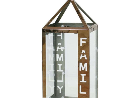 Φανάρι Family 15-00-18441 17x17x46cm Clear-Bronze Marhome Μέταλλο,Γυαλί