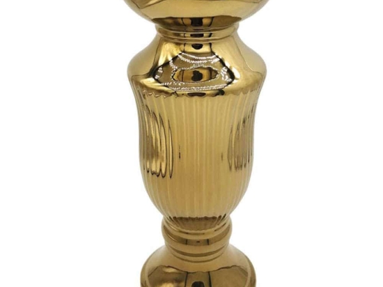 Κηροπήγιο Ρίγες 15-00-23717 13,5x35cm Gold Marhome Κεραμικό