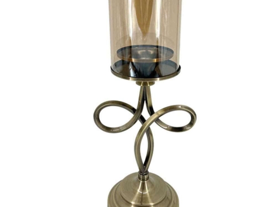 Κηροπήγιο Φιόγκος 15-00-23977 16x13x40cm Bronze Marhome Μέταλλο,Γυαλί