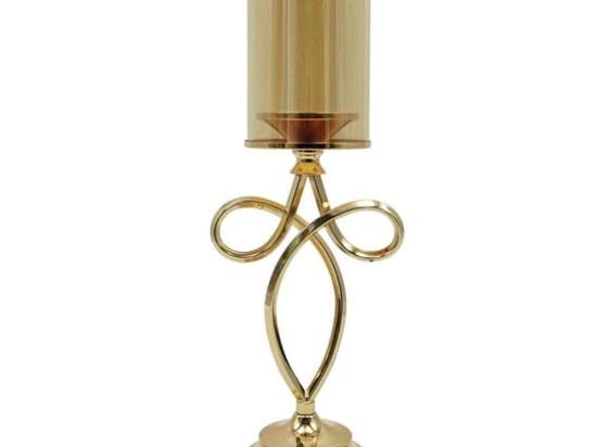 Κηροπήγιο Φιόγκος 15-00-23944 16x13x40cm Gold Marhome Μέταλλο,Γυαλί