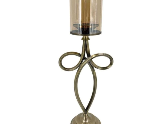 Κηροπήγιο Φιόγκος 15-00-23978 19x13x55cm Bronze Marhome Μέταλλο,Γυαλί