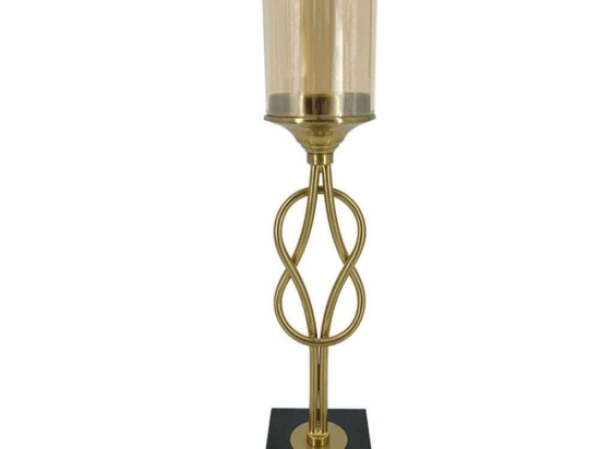 Κηροπήγιο Πλεκτό 15-00-23955 11x11x52,5cm Gold-Black Marhome Μέταλλο,Γυαλί