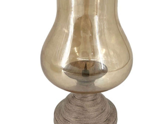 Κηροπήγιο Λάμπα 15-00-23988 Φ16x27cm Ecru Marhome Μέταλλο,Γυαλί