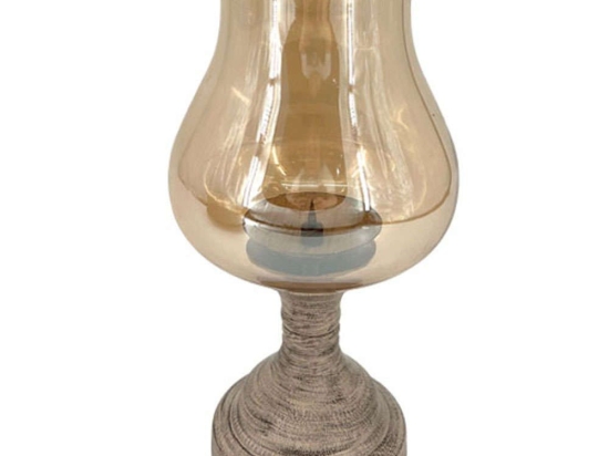 Κηροπήγιο Λάμπα 15-00-23989 Φ16x31cm Ecru Marhome Μέταλλο,Γυαλί