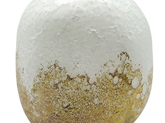 Βάζο 15-00-23907 20x14,5x21cm White-Gold Marhome Γυαλί