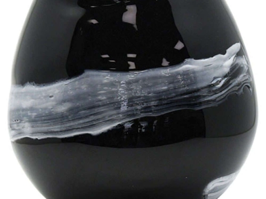 Βάζο Φυσητό Γραμμή 15-00-23923 Φ23x22,5cm Black-White Marhome Γυαλί
