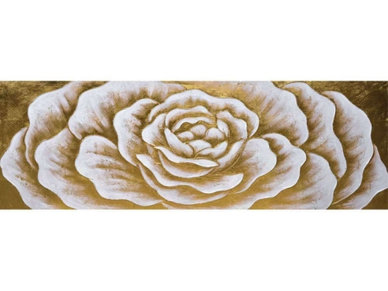 Πίνακας Καμβάς Τριαντάφυλλο 15-00-23521 150x50cm White-Gold Marhome Οριζόντιοι Καμβάς