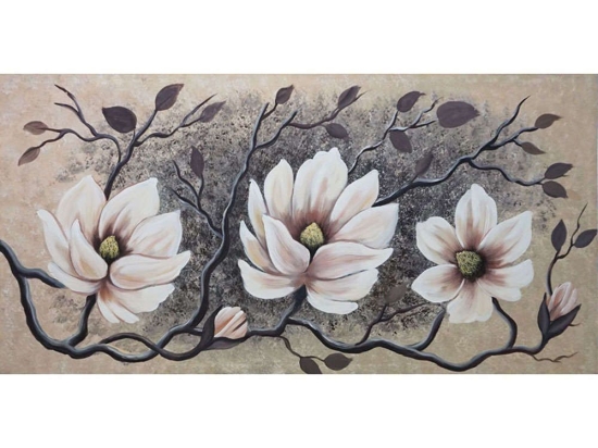 Πίνακας Καμβάς Μανόλιες 15-00-23580 115x55cm Multi Marhome Οριζόντιοι Καμβάς