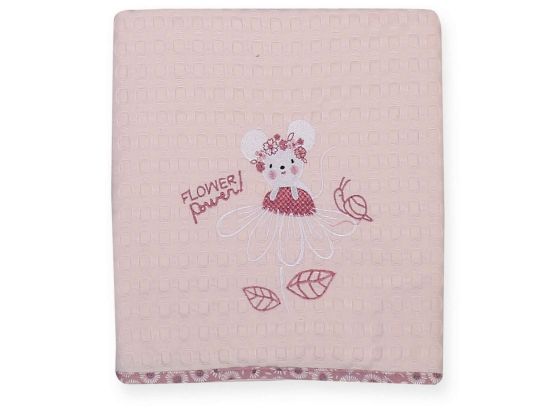 Κουβέρτα Βρεφική Πικέ Flower Power Pink Nef-Nef Κούνιας 110x150cm 100% Βαμβάκι