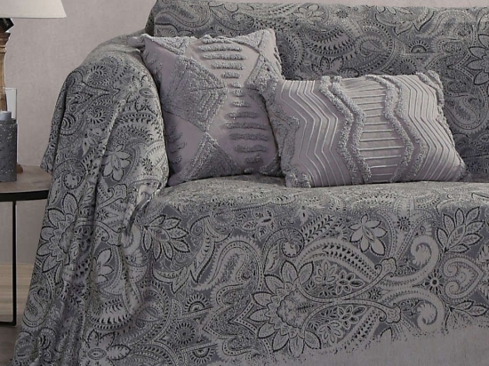 Ριχτάρι Rouen Winter Grey Nef Nef Τριθέσιο 170x300cm Βαμβάκι-Ακρυλικό