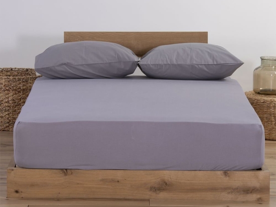 Σεντόνι Jersey Με Λάστιχο Light Grey Nef-Nef King Size 180x235cm 100% Βαμβάκι