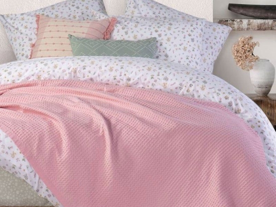 Κουβέρτα Πικέ New Golf 1154-Pink Nef-Nef Υπέρδιπλo 220x240cm 100% Βαμβάκι