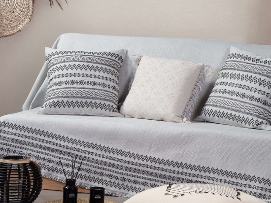 Ριχτάρι Arabi Black-White Nef-Nef Διθέσιο 170x250cm Βαμβάκι-Πολυέστερ