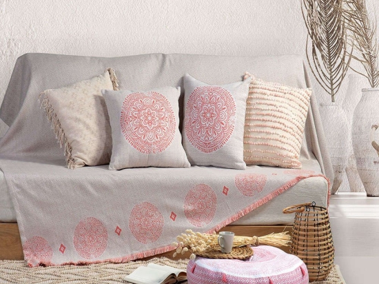 Ριχτάρι Confident Beige-Coral Nef-Nef Τριθέσιο 170x300cm Βαμβάκι-Πολυέστερ