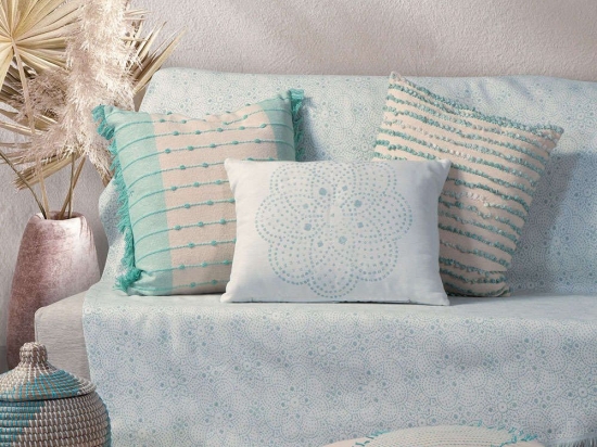 Ριχτάρι Restless White-Aqua Nef-Nef Διθέσιο 170x250cm Βαμβάκι-Πολυέστερ