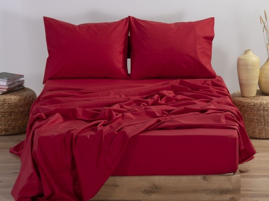 Σεντόνι Basic Red Nef-Nef Υπέρδιπλo 240x270cm 100% Βαμβάκι