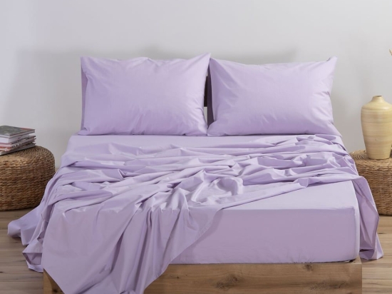 Σεντόνι Basic Με Λάστιχο Lavender Nef-Nef Ημίδιπλο 120x230cm 100% Βαμβάκι