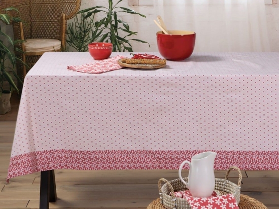 Τραπεζομάντηλο Αλέκιαστο Tradition Pink Nef-Nef 140X240 100% Βαμβάκι