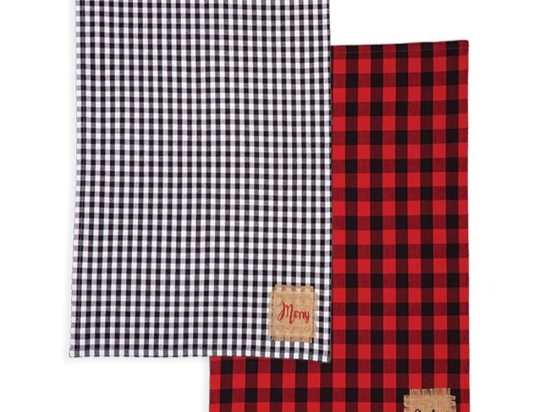 Ποτηρόπανα Christmas Check (Σετ 2τμχ) Black - Red Nef-Nef