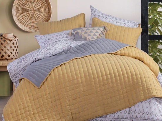 Κουβερλί Bicolor-22 Yellow-Grey Nef-Nef Μονό 160x220cm Microfiber-Polyester