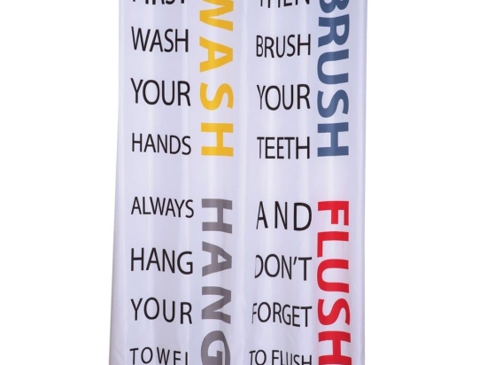 Κουρτίνα Μπάνιου Bath Rules White Nef-Nef 180Πx200Υ 180x200cm Πολυέστερ