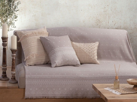 Ριχτάρι Vernon Ecru-Beige Nef-Nef Τριθέσιο 170x300cm Βαμβάκι-Πολυέστερ