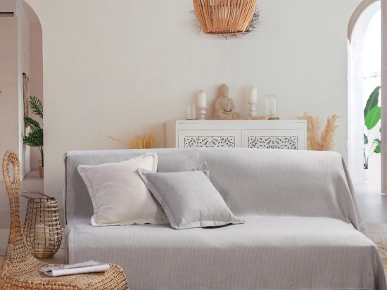 Ριχτάρι Nature Rib-22 Grey Nef-Nef Τριθέσιο 170x300cm Βαμβάκι-Ακρυλικό