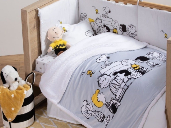 Κουβέρτα Βρεφική Sherpa Peanuts Forever Grey Nef-Nef Κούνιας 110x150cm Πολυέστερ