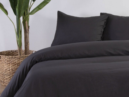 Σεντόνι Cotton-Linen Anthracite Nef-Nef Υπέρδιπλo Βαμβάκι-Λινό