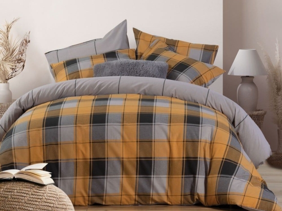 Σεντόνια Julius Με Λάστιχο (Σετ 3τμχ) Yellow-Grey Nef-Nef Μονό 100x235cm 100% Βαμβάκι
